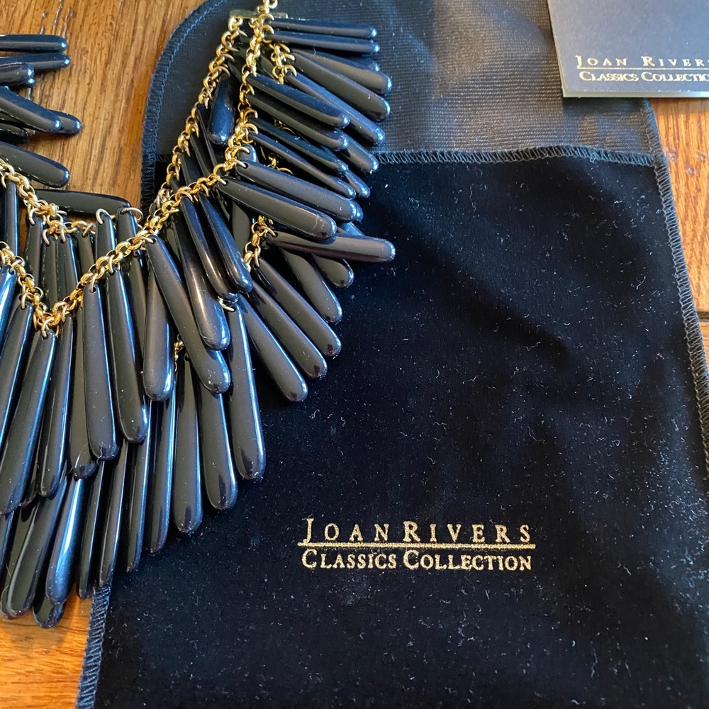 Joan Rivers 20th anniversary Triple Strand Black Onyx Lucite Necklace NIB - Picture 5 of 11